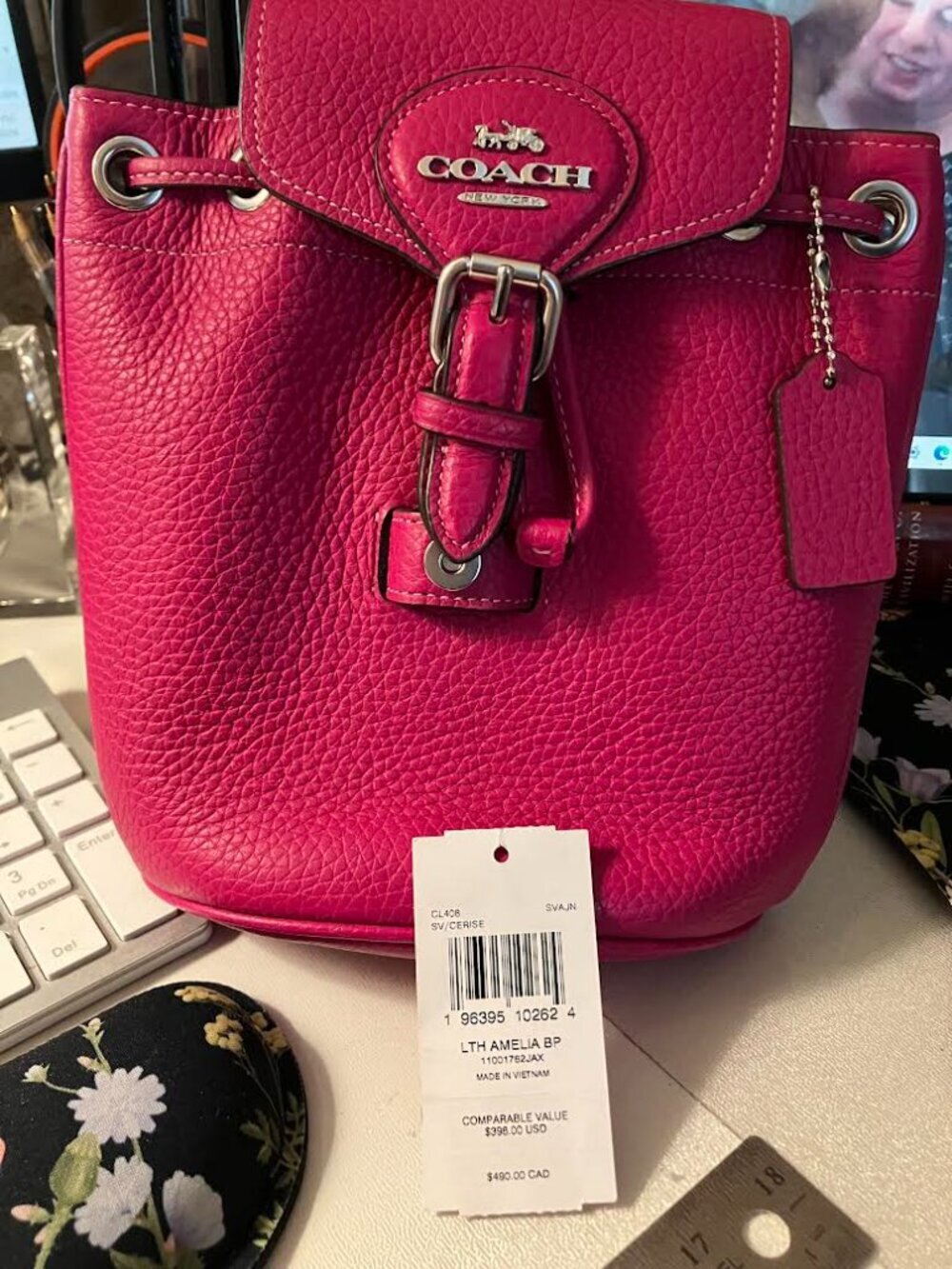 Coach Amelia Backpack Fuchsia Convertible Crossbody with COA NWT - Picture 15 of 16
